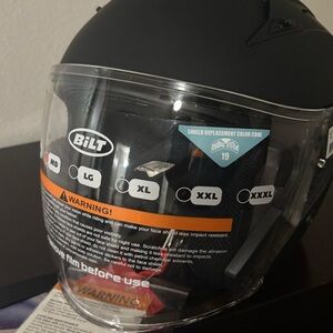 BILT Full Face Matte Black Motorcycle Helmet with Bag